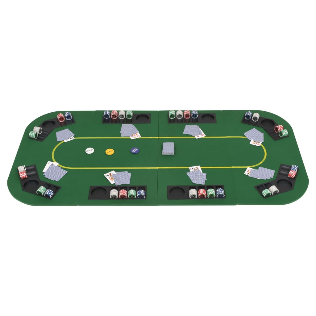 vidaXL Sklopiva četverodijelna podloga za poker stol za 8 igrača pravokutna zelena