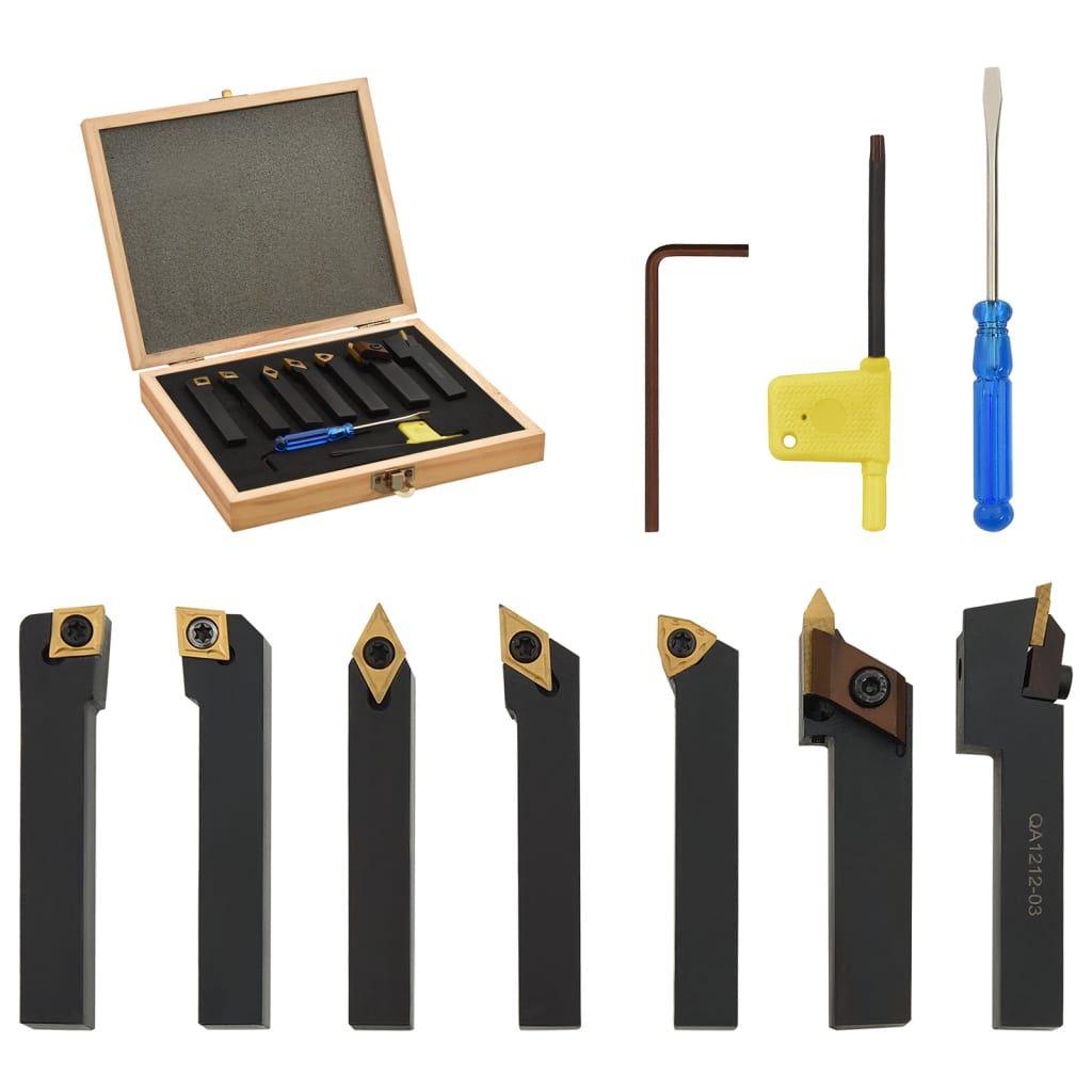 vidaXL 12-dijelni set izmjenjivih alata za tokarenje 12 x 12 mm 80 mm