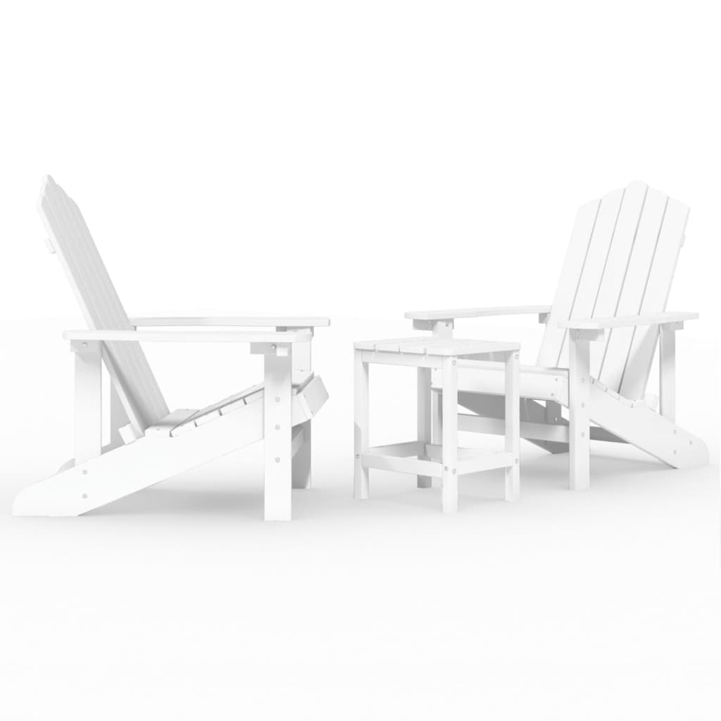 vidaXL Vrtne stolice Adirondack sa stolićem HDPE bijele