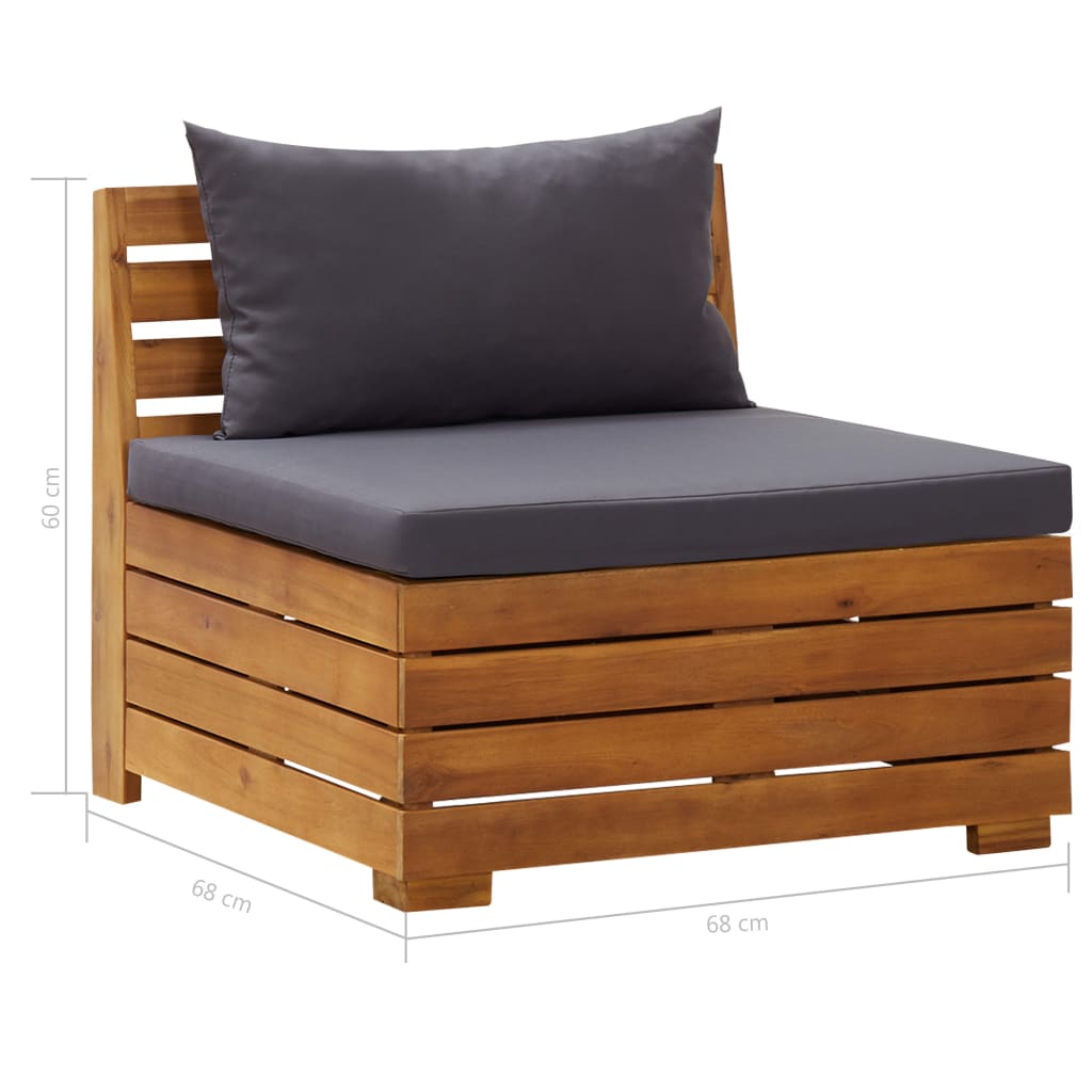 vidaXL Modularna srednja sofa s jastucima 1 kom masivno bagremovo drvo
