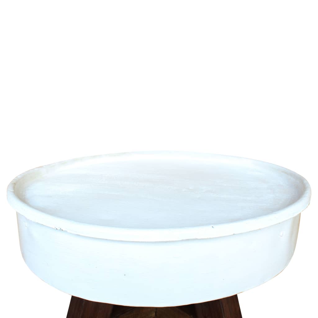 vidaXL Stolić za kavu od masivnog obnovljenog drva 60 x 45 cm bijeli