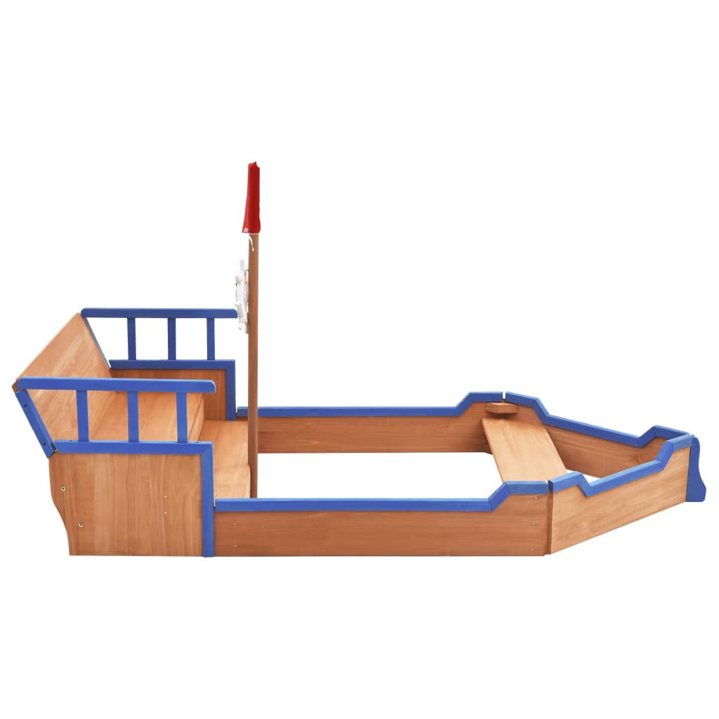 vidaXL Pješčanik u obliku gusarskog broda od jelovine 190x94,5x101 cm