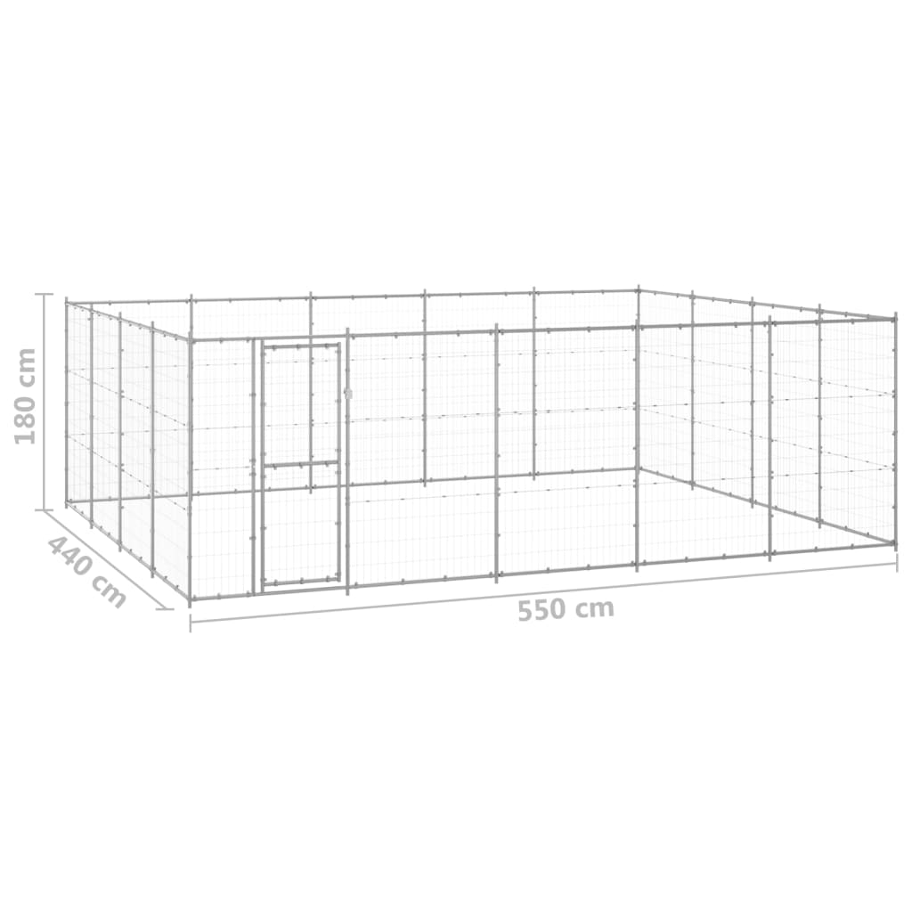 vidaXL Vanjski kavez za pse od pocinčanog čelika 24,2 m²