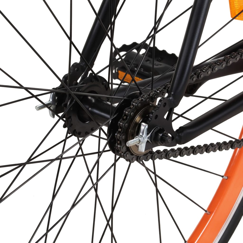vidaXL Bicikl s fiksnim zupčanikom crno-narančasti 700c 51 cm