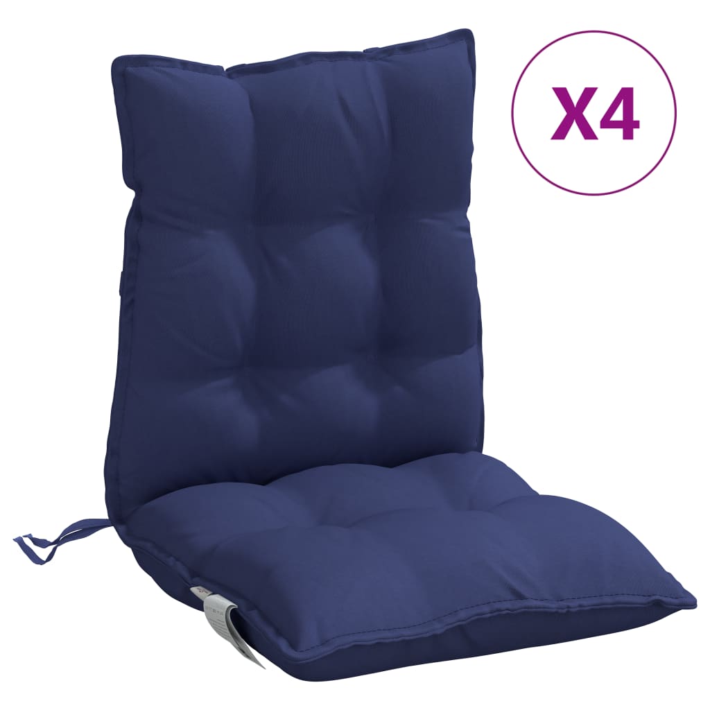vidaXL Jastuci za stolice s niskim naslonom 4 kom tamnoplavi tkanina
