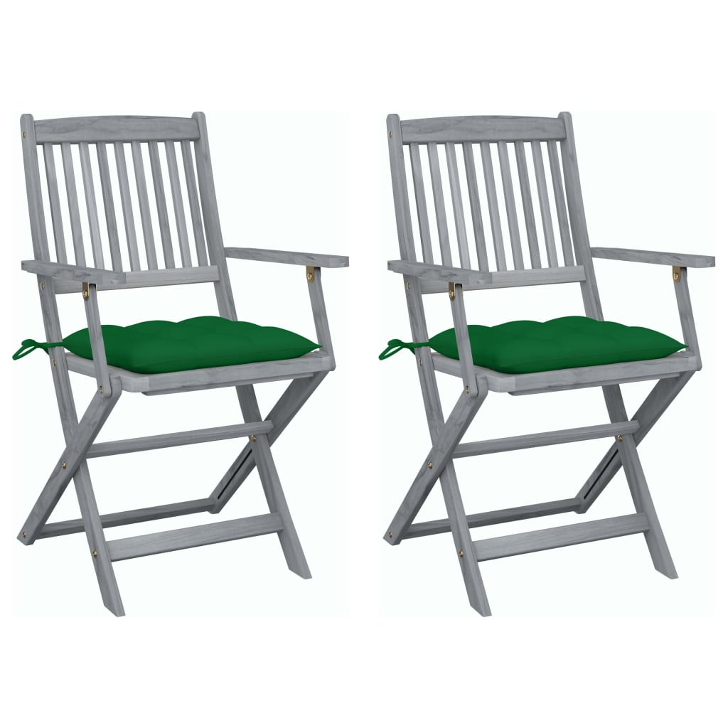 vidaXL Sklopive vrtne stolice s jastucima 2 kom masivno bagremovo drvo