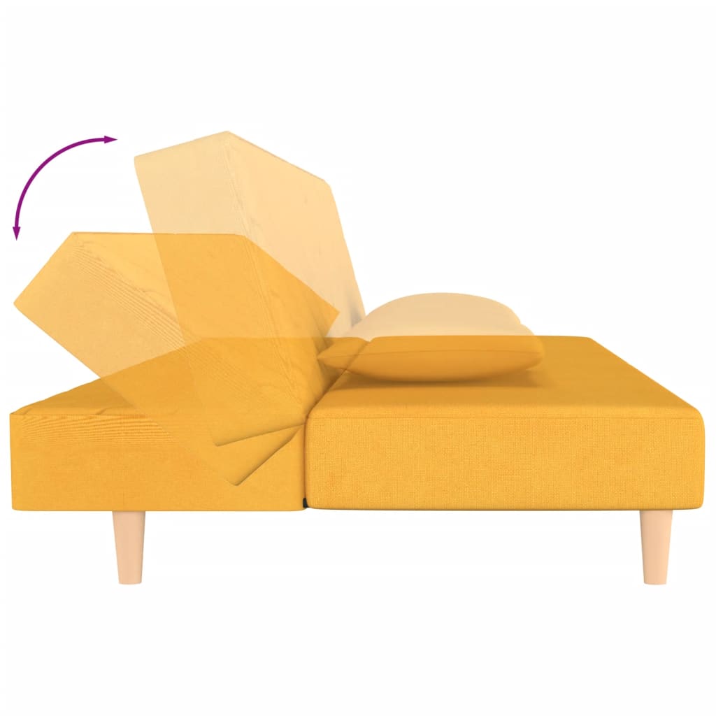 vidaXL Dvosjed na razvlačenje s dva jastuka žuti od tkanine