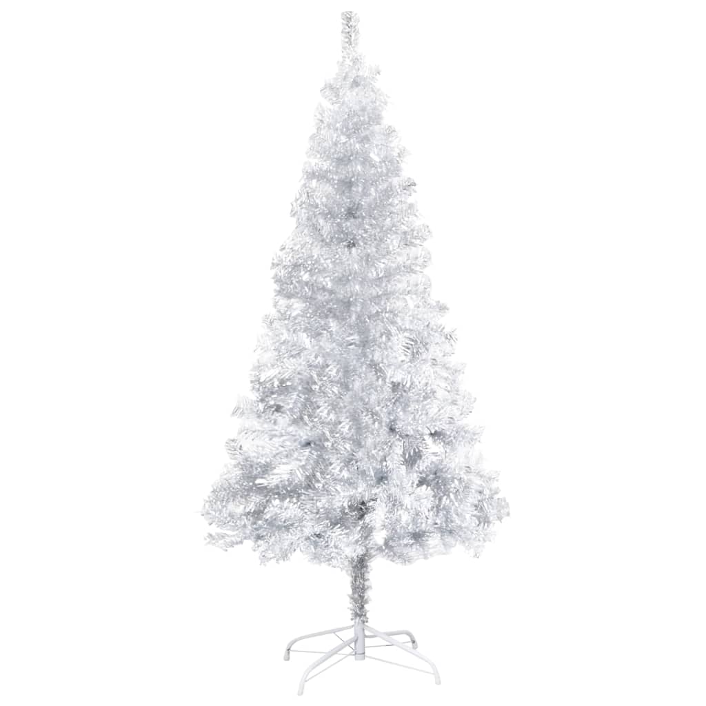 vidaXL Umjetno osvijetljeno božićno drvce sa stalkom srebrno 120cm PET