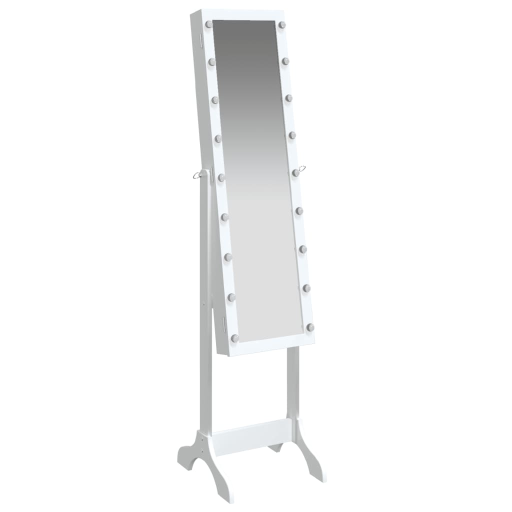 vidaXL Samostojeće ogledalo s LED svjetlima bijelo 34 x 37 x 146 cm