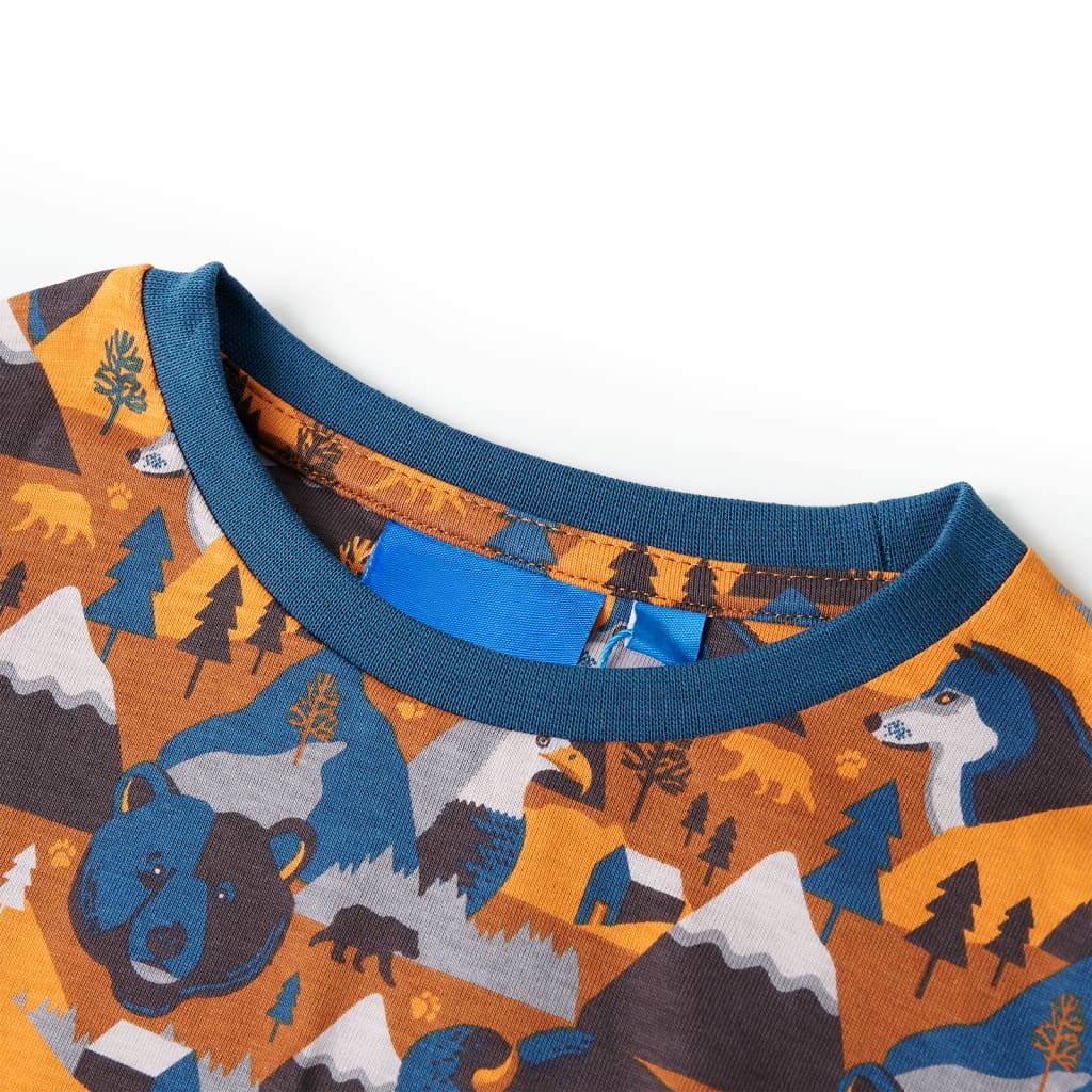 Dječja pidžama s dugim rukavima boja konjaka 104