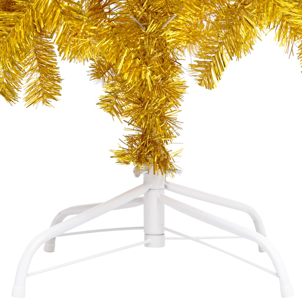 vidaXL Umjetno osvijetljeno božićno drvce s kuglicama zlatno 150cm PET
