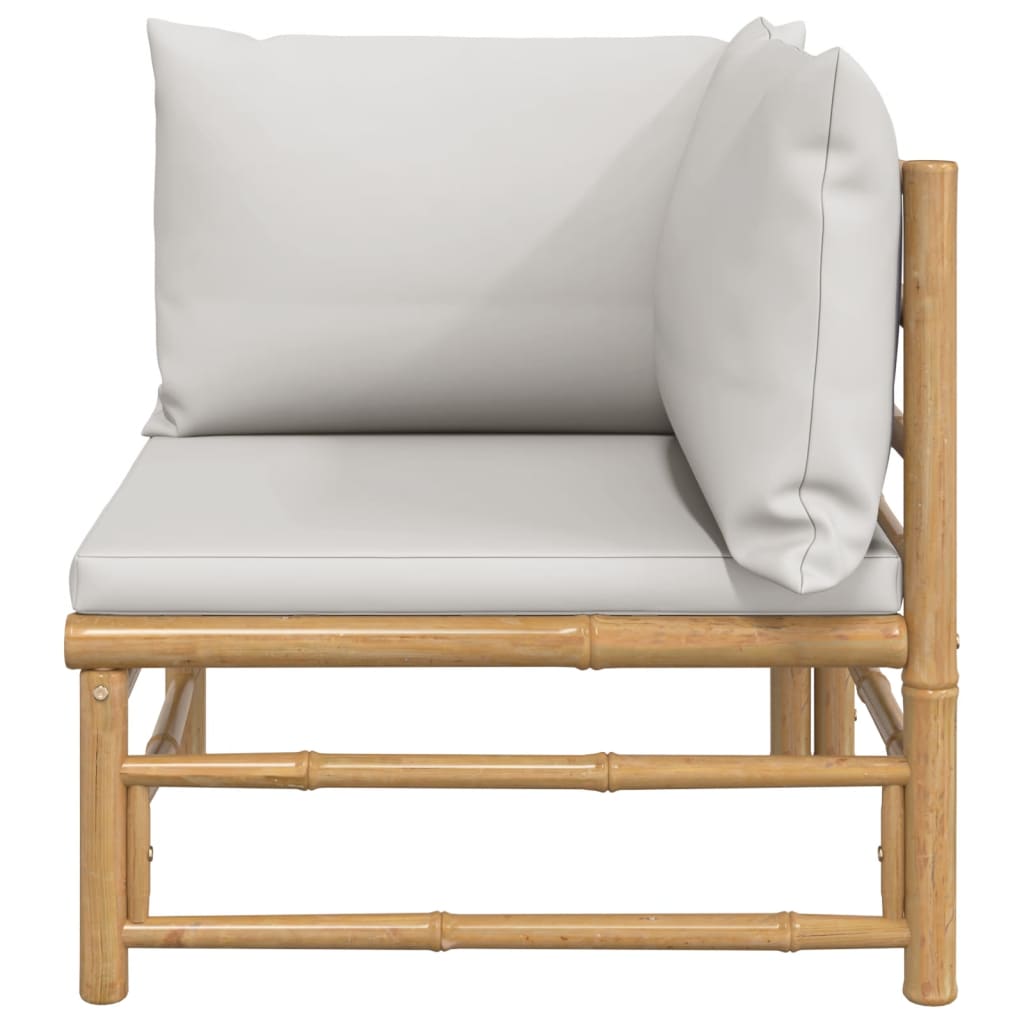 vidaXL Kutna vrtna sofa od bambusa sa svjetlosivim jastucima