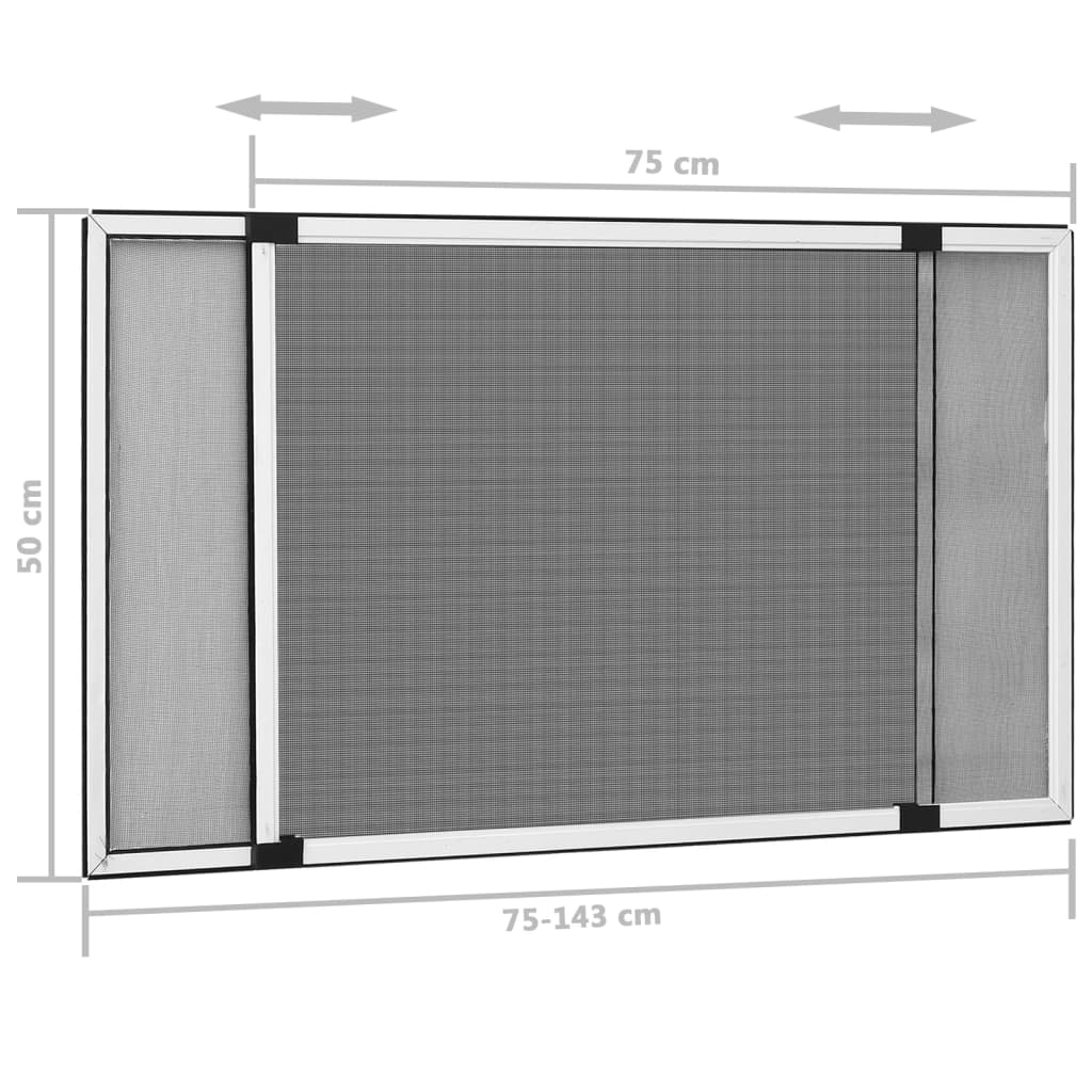 vidaXL Proširivi zaslon protiv insekata bijeli (75 - 143) x 50 cm