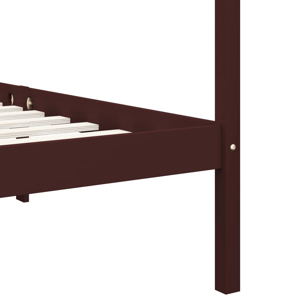 vidaXL Okvir za krevet s baldahinom od borovine tamnosmeđi 100x200 cm