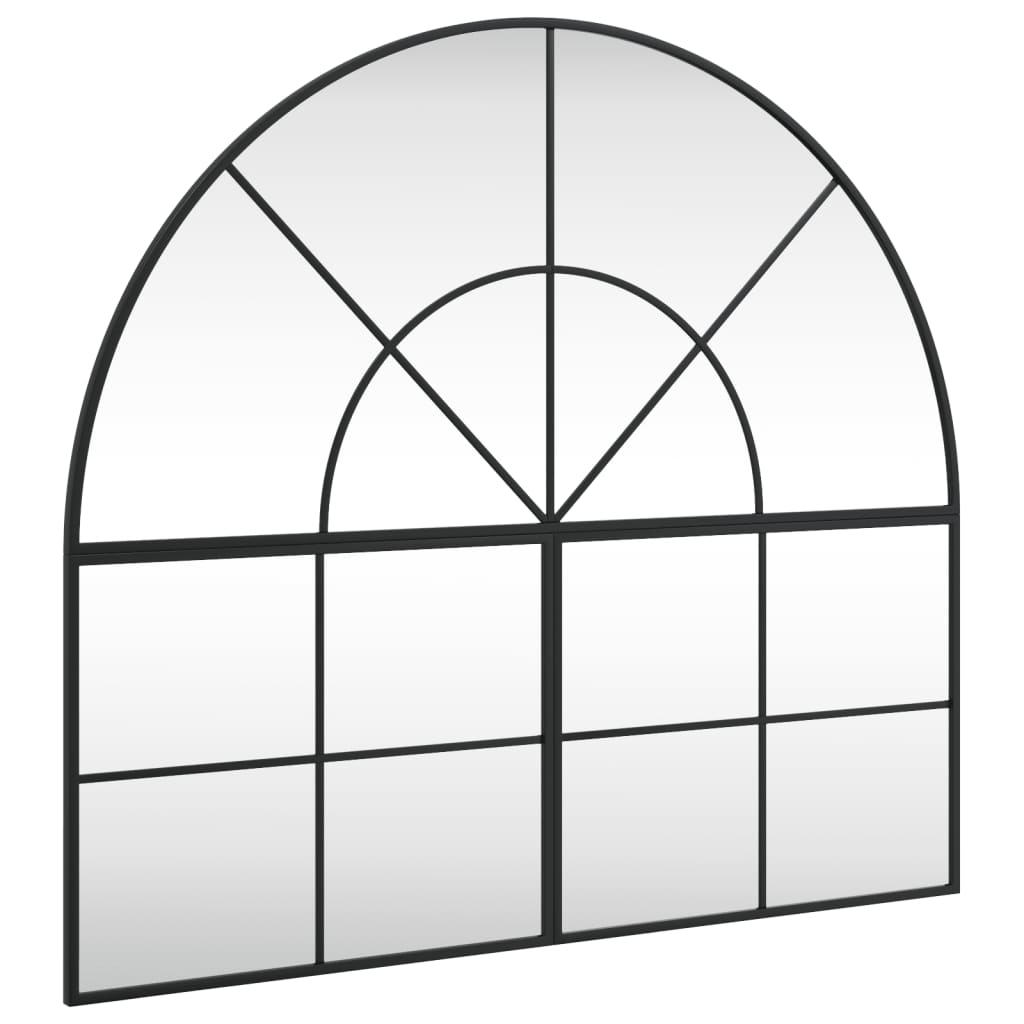 vidaXL Zidno ogledalo crno 100x90 cm lučno željezno
