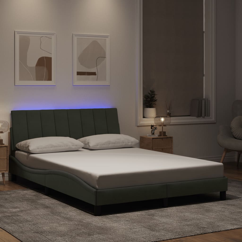 vidaXL Okvir kreveta s LED svjetlima svjetlosivi 140x190 cm baršunasti