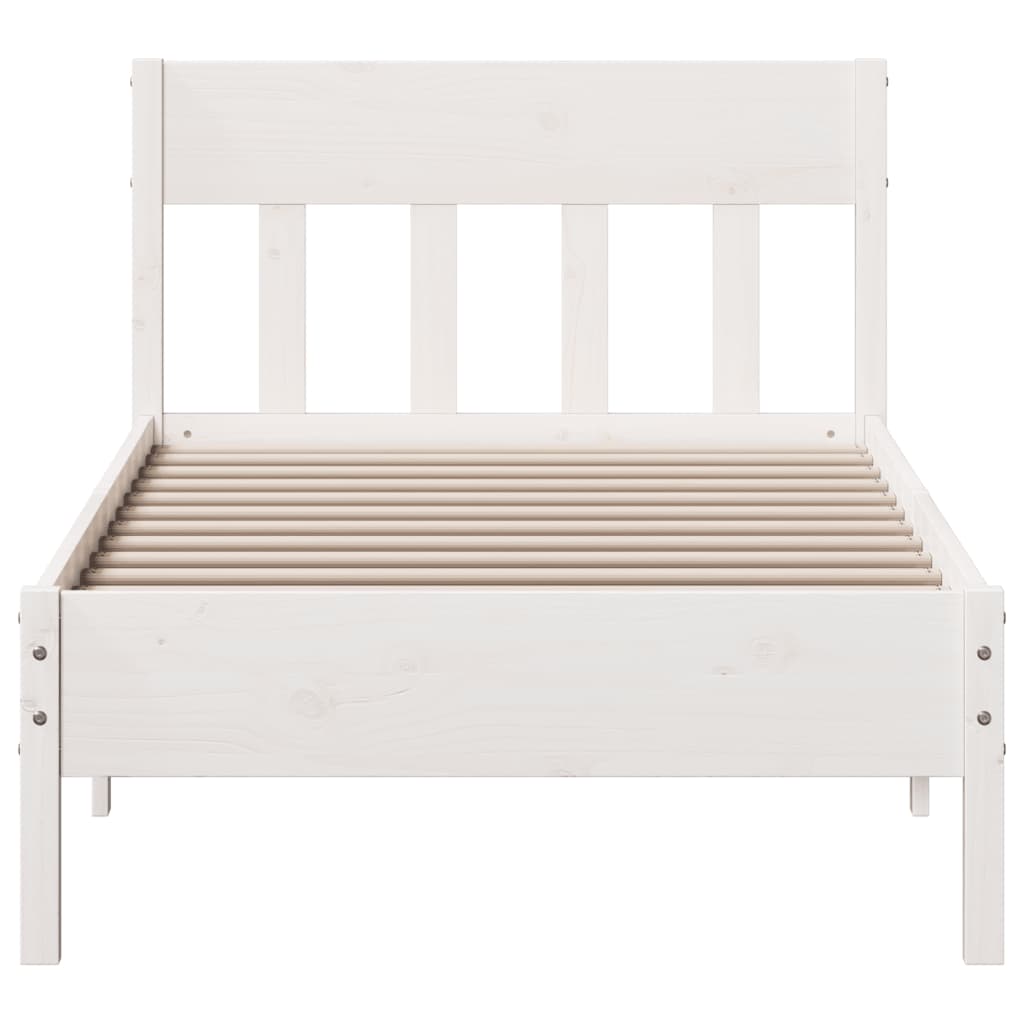 vidaXL Okvir za krevet s uzglavljem bijeli 90x200 cm masivna borovina