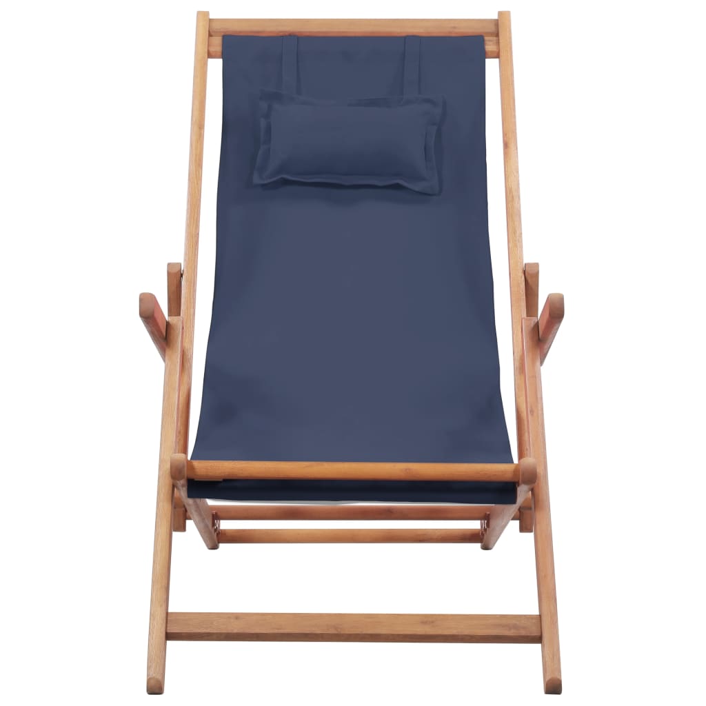 vidaXL Sklopiva ležaljka za plažu od tkanine s drvenim okvirom plava
