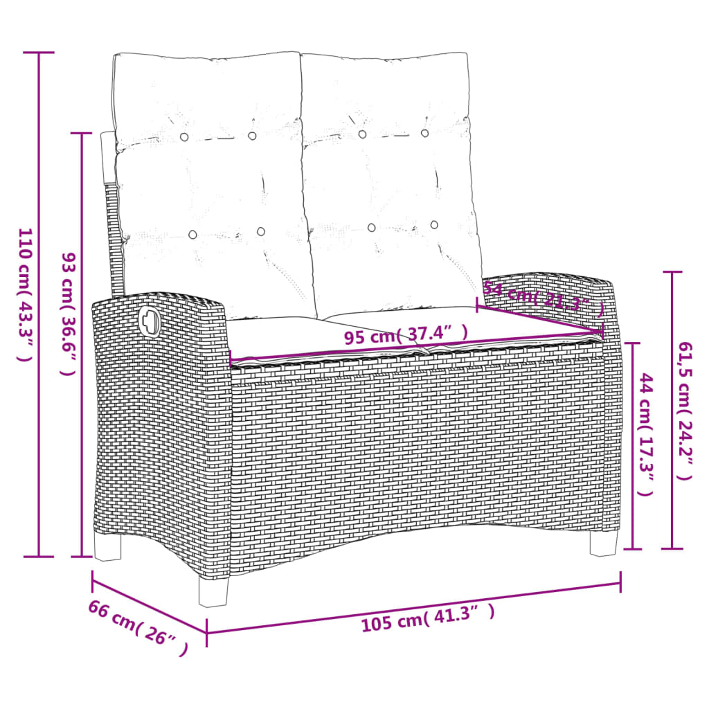 vidaXL 2-dijelni vrtni blagovaonski set s jastucima sivi od poliratana