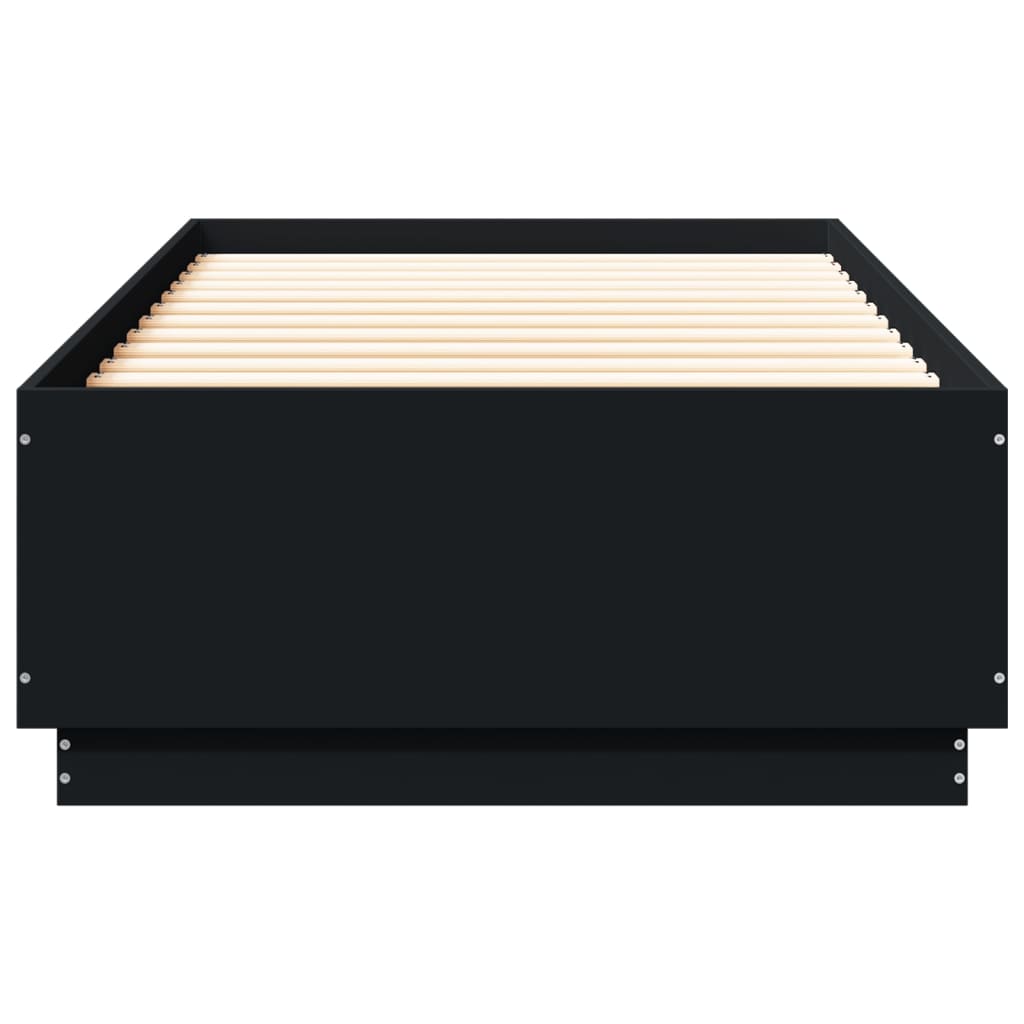 vidaXL Okvir za krevet s LED svjetlima crni 90 x 200 cm drveni