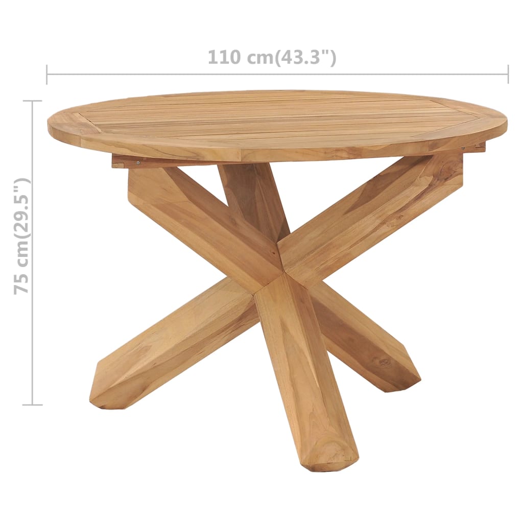 vidaXL Vrtni blagovaonski stol Ø 110 x 75 cm od masivne tikovine