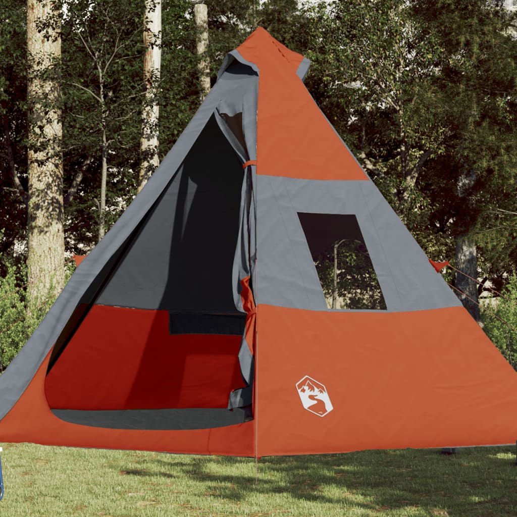 vidaXL Šator tipi za kampiranje za 7 osoba sivo-narančasti vodootporni