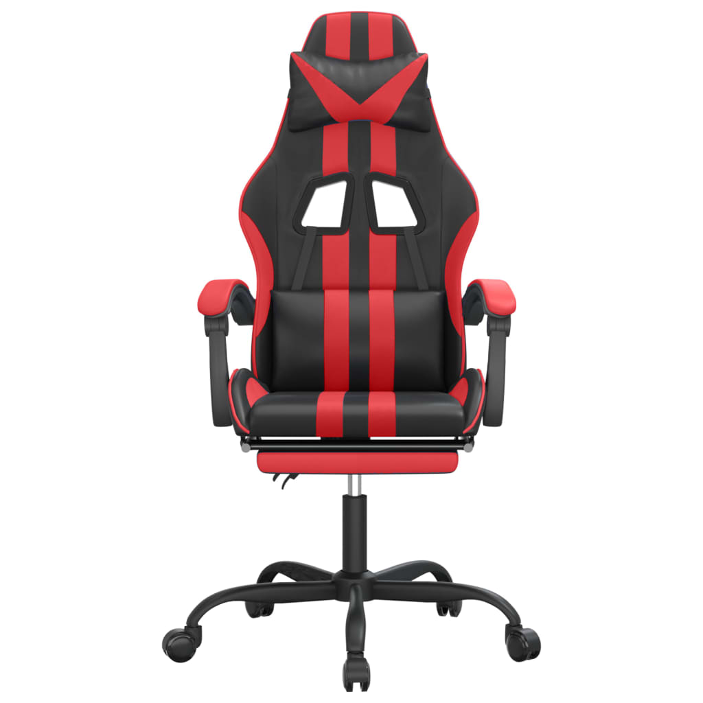 vidaXL Okretna igraća stolica s osloncem crno-crvena od umjetne kože