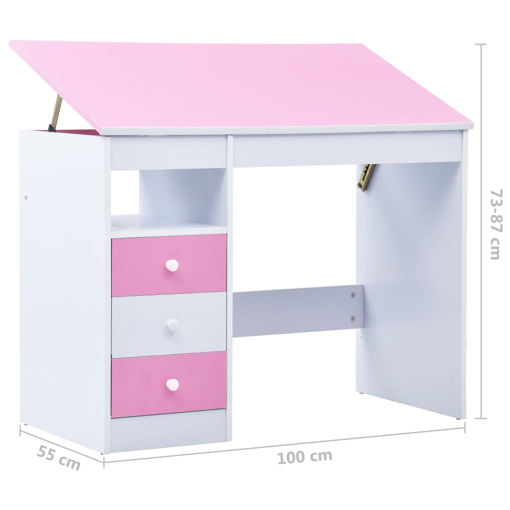 vidaXL Dječji nagibni stol za učenje i crtanje ružičasto-bijeli