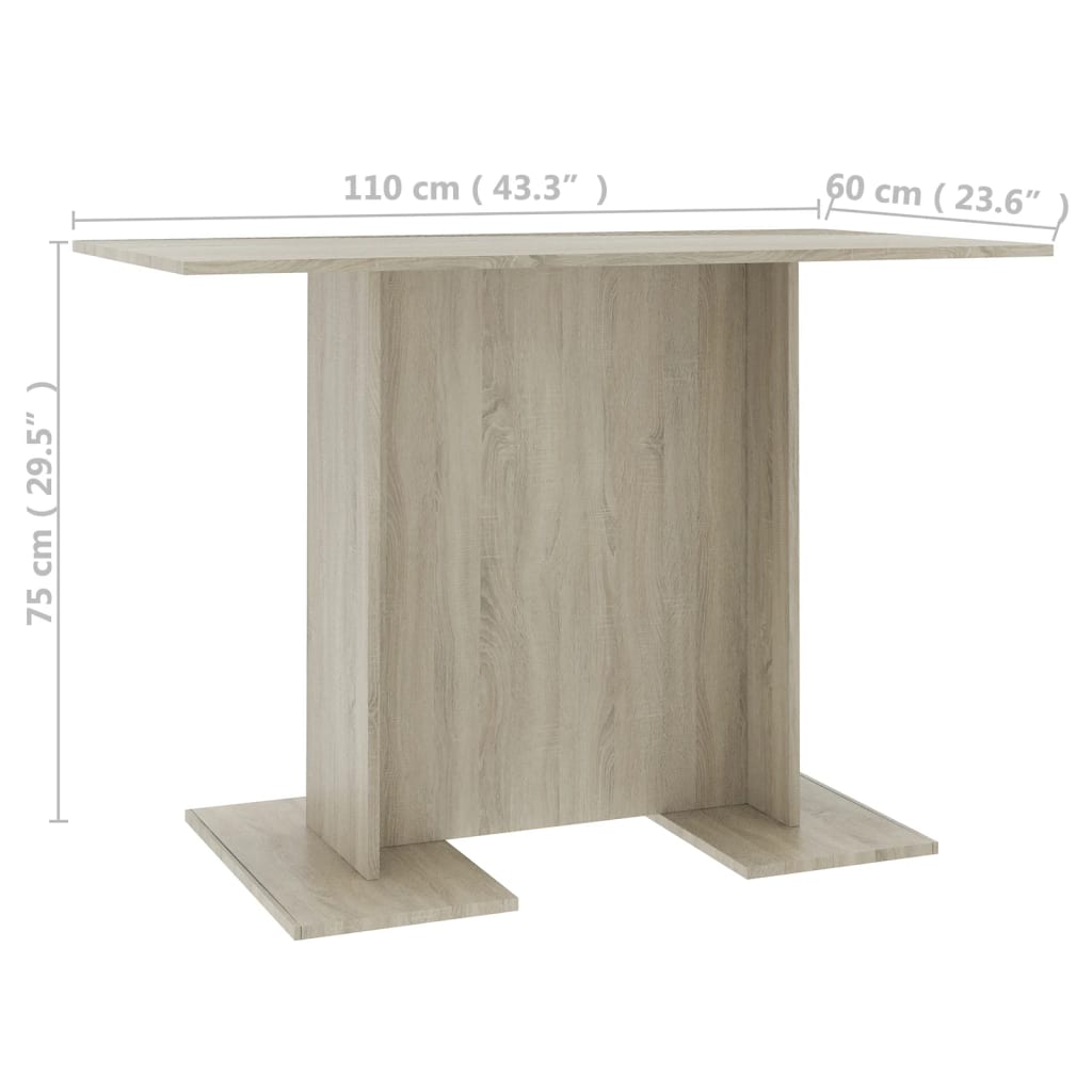 vidaXL Blagovaonski stol boja hrasta sonome 110 x 60 x 75 cm iverica