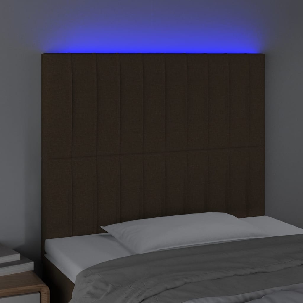 vidaXL LED uzglavlje tamnosmeđe 100x5x118/128 cm od tkanine