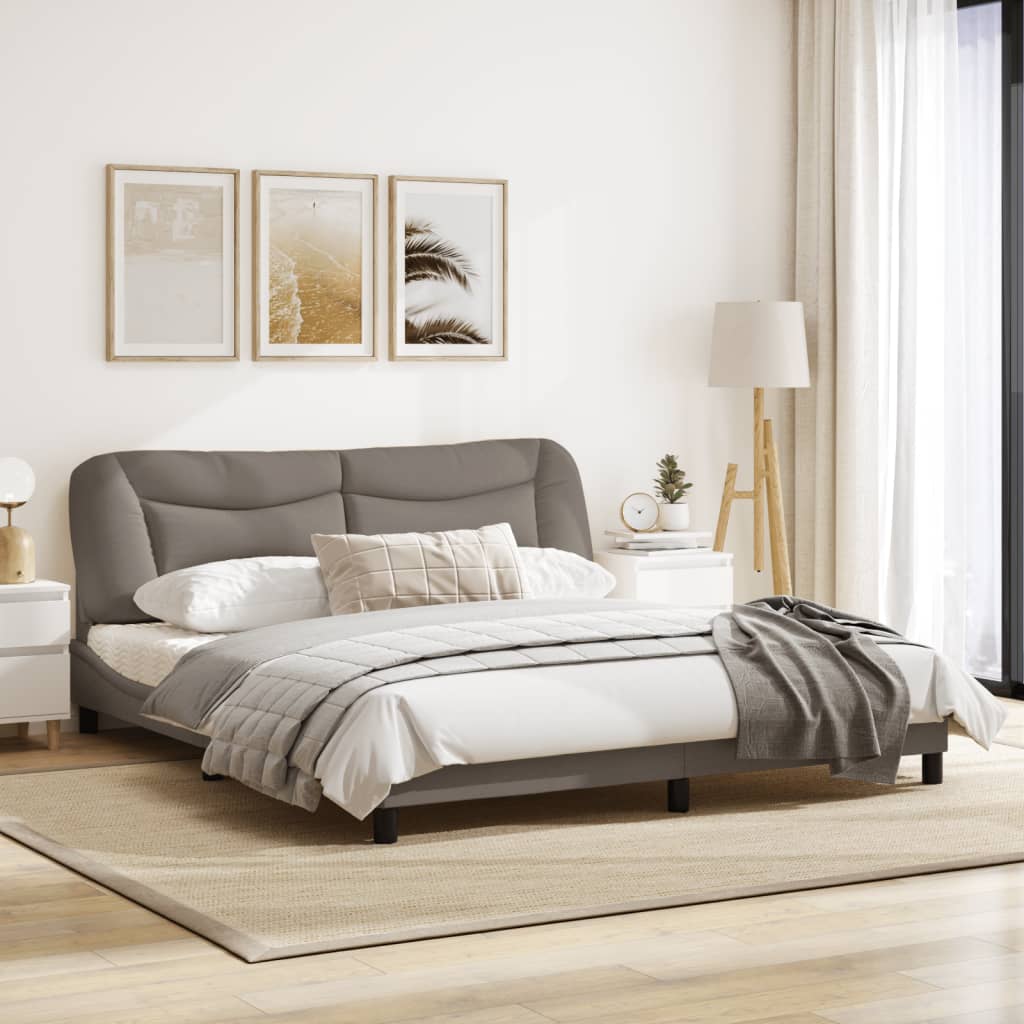 vidaXL Okvir za krevet s uzglavljem smeđesivi 180 x 200 cm od tkanine