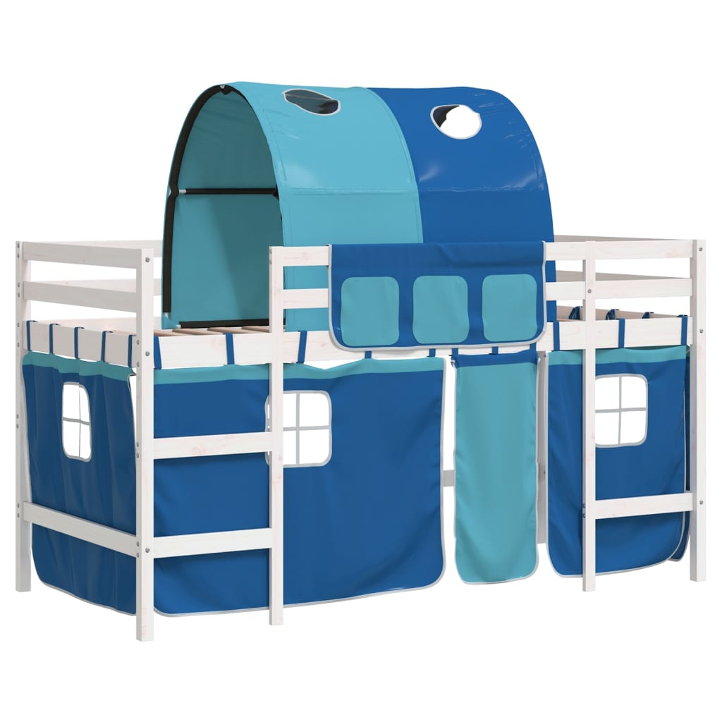 vidaXL Dječji krevet na kat s tunelom plavi 80x200 cm masivna borovina