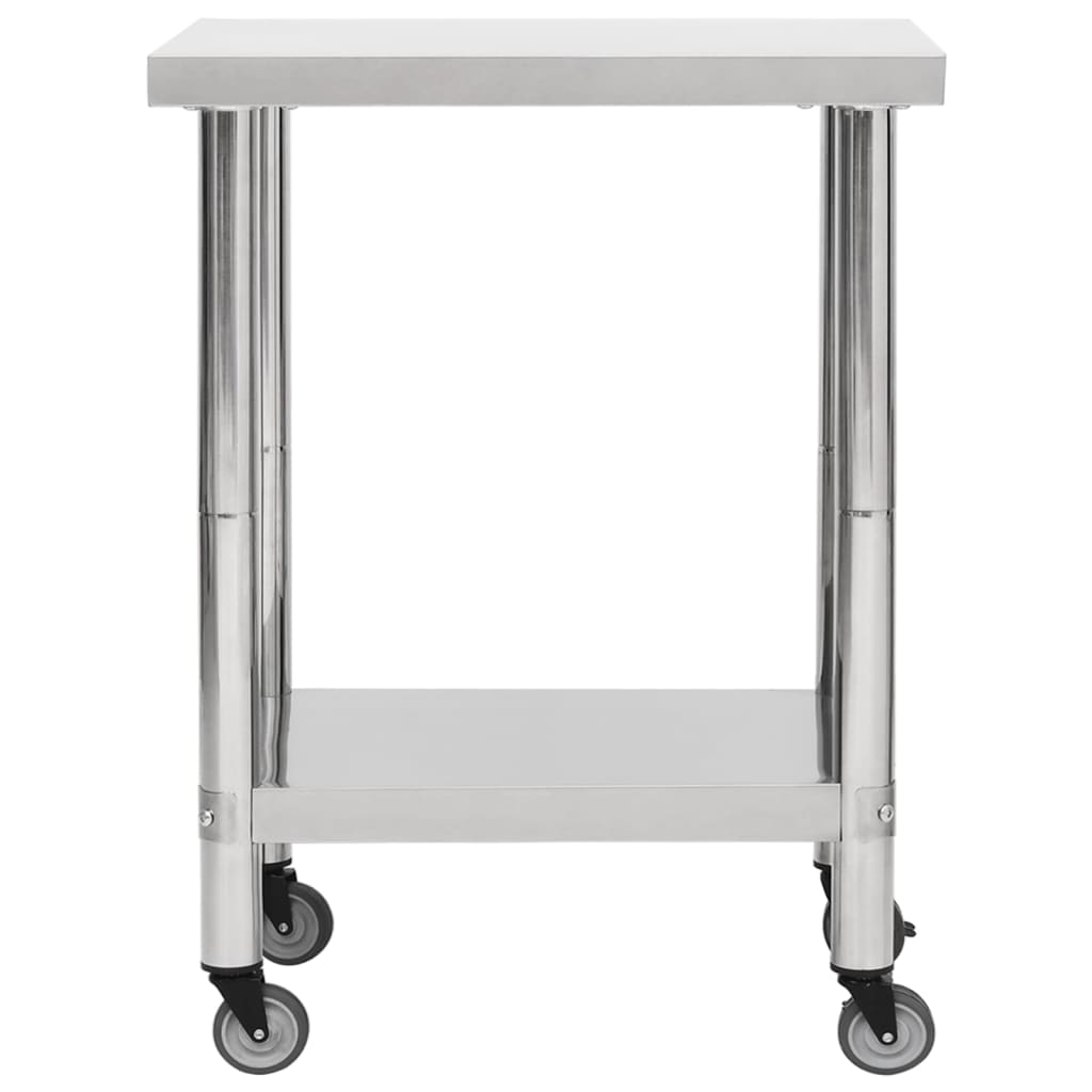 vidaXL Kuhinjski radni stol s kotačima 80x30x85 cm nehrđajući čelik