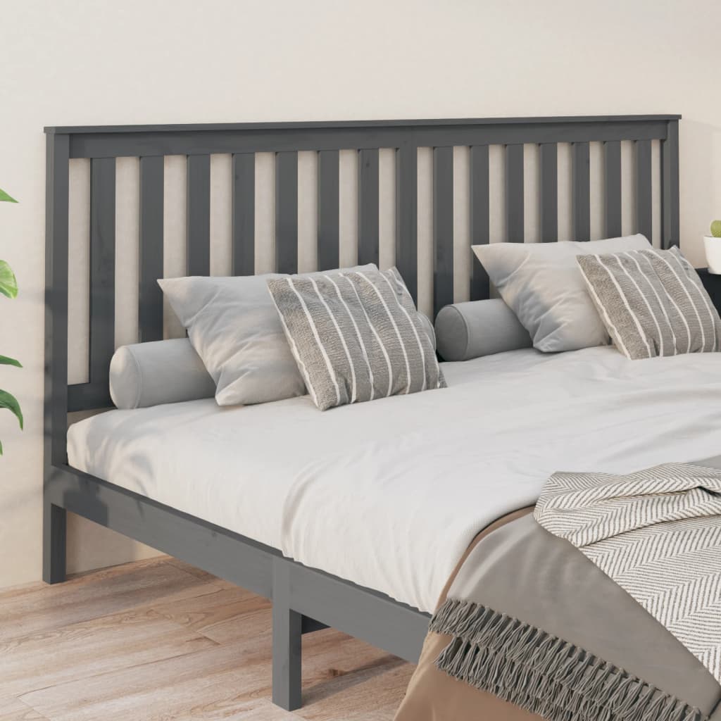 vidaXL Uzglavlje za krevet sivo 206 x 6 x 101 cm od masivne borovine