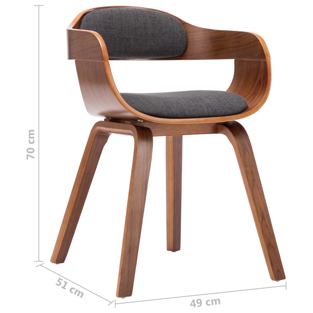 vidaXL Blagovaonska stolica od tkanine i savijenog drva tamnosiva