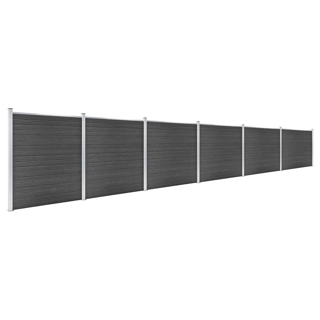 vidaXL Set panela za ogradu WPC 1045 x 186 cm crni