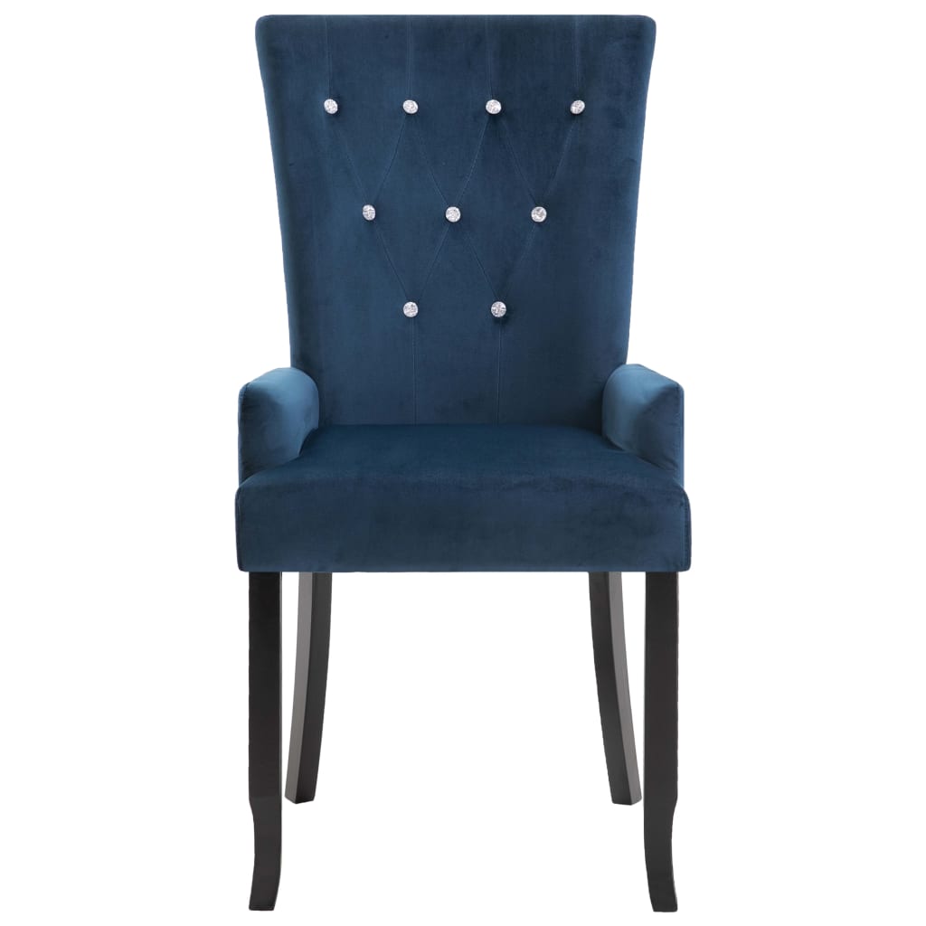vidaXL Blagovaonska stolica s naslonima za ruke tamnoplava baršunasta