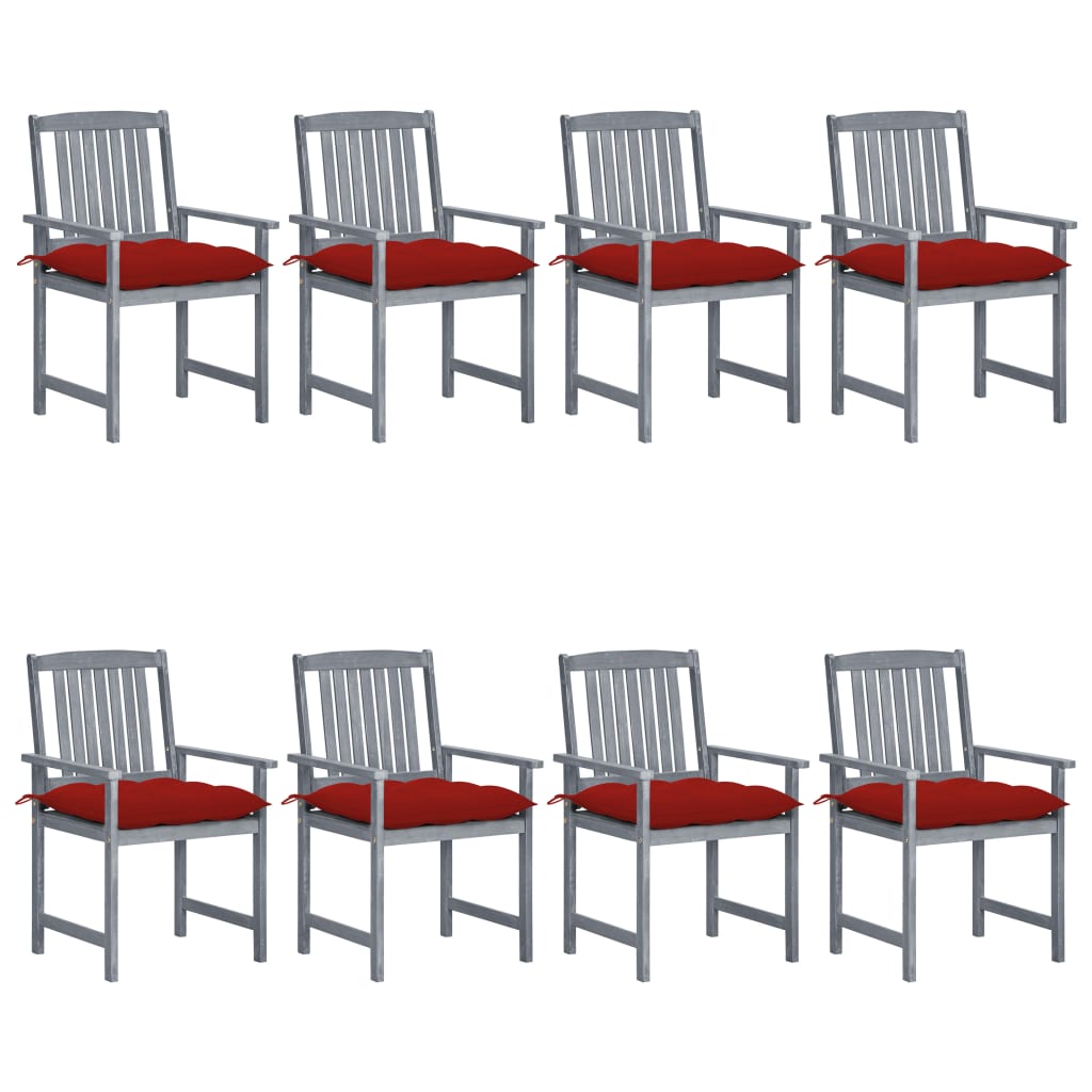 vidaXL Vrtne stolice s jastucima 8 kom sive od masivnog drva bagrema