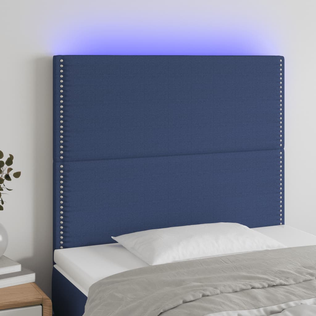 vidaXL LED uzglavlje plavo 90x5x118/128 cm od tkanine