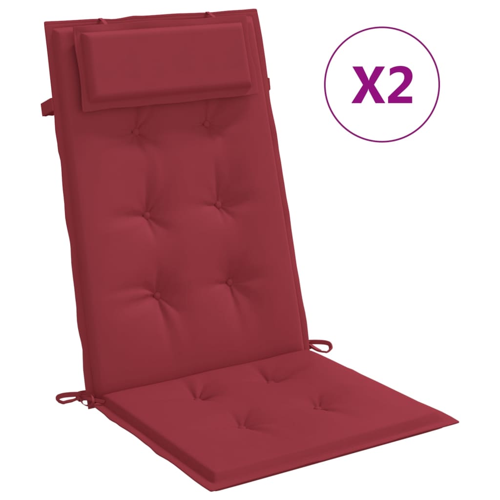 vidaXL Jastuci za stolicu s visokim naslonom 2 kom boja vina tkanina