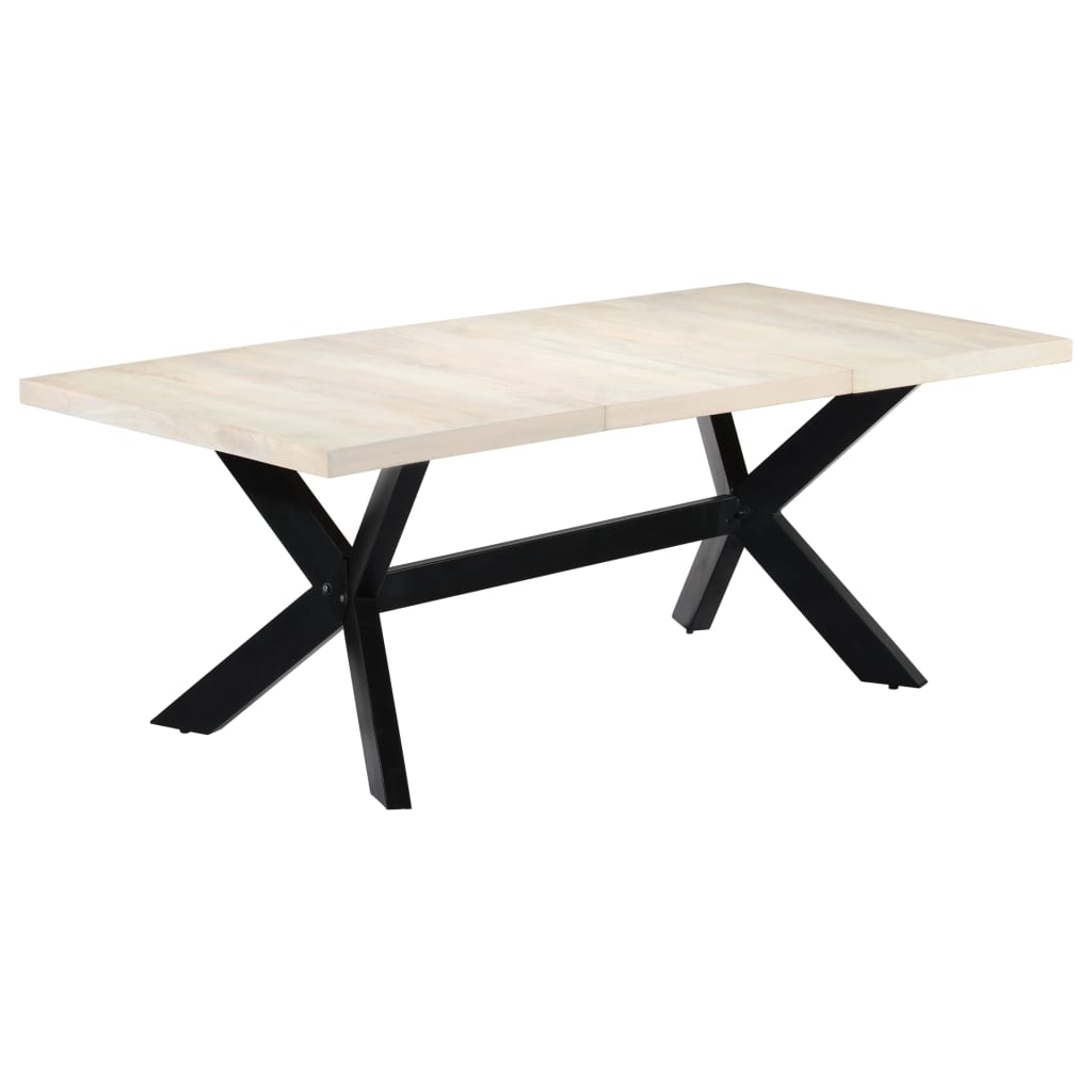 vidaXL Blagovaonski stol bijeli 200x100x75 cm od masivnog drva manga