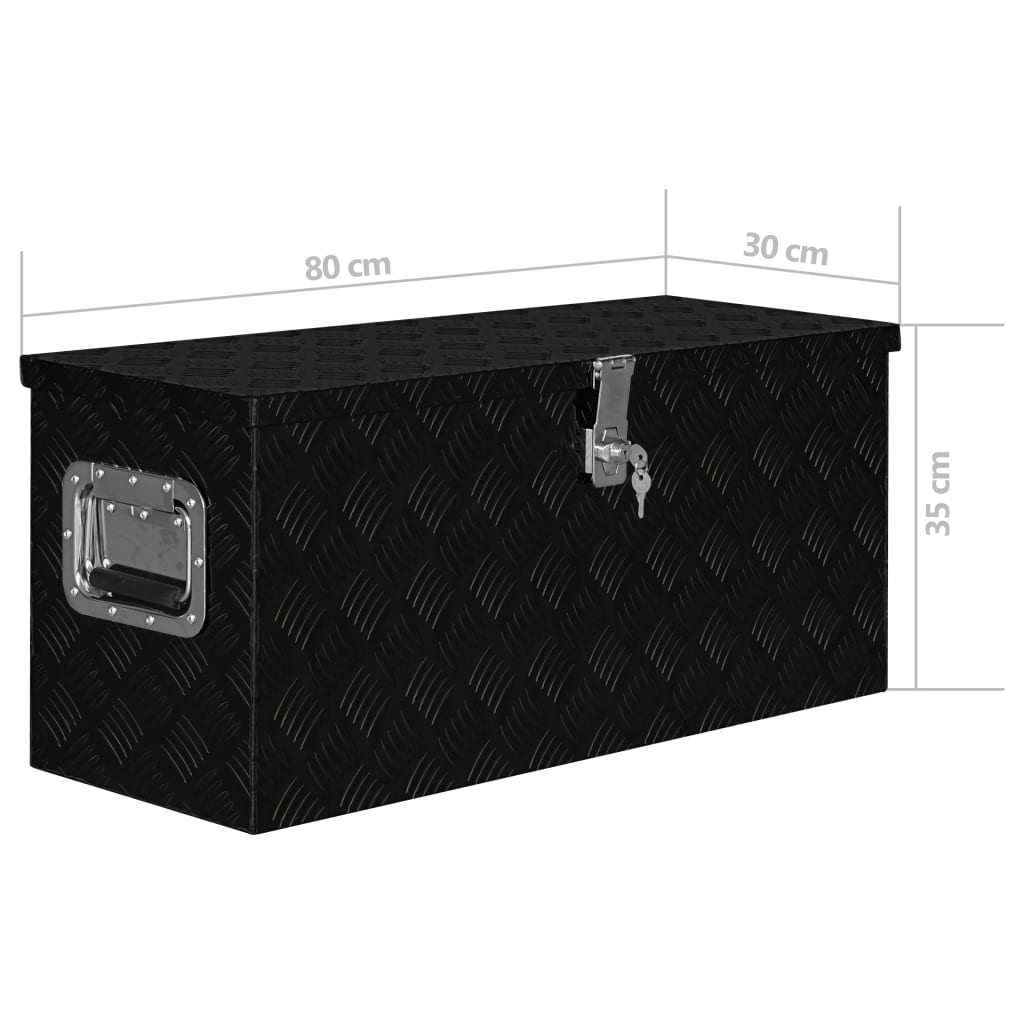 vidaXL Aluminijska kutija 80 x 30 x 35 cm crna