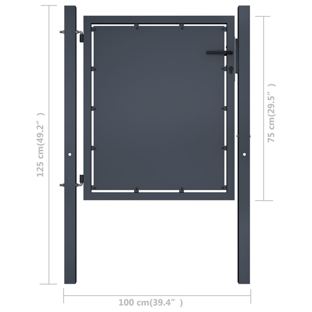 vidaXL Vrtna vrata čelična 100 x 75 cm antracit