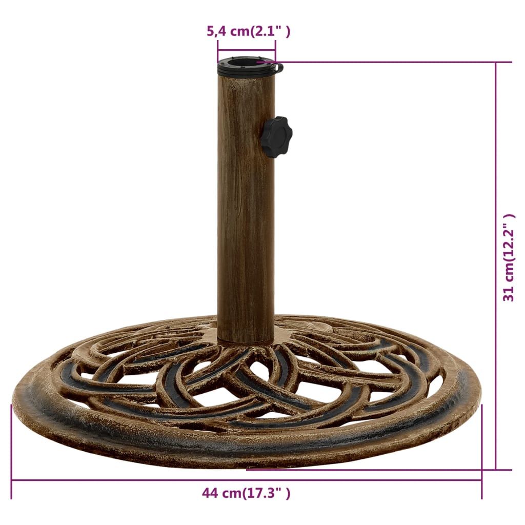vidaXL Stalak za suncobran brončani 44 x 44 x 31 cm lijevano željezo