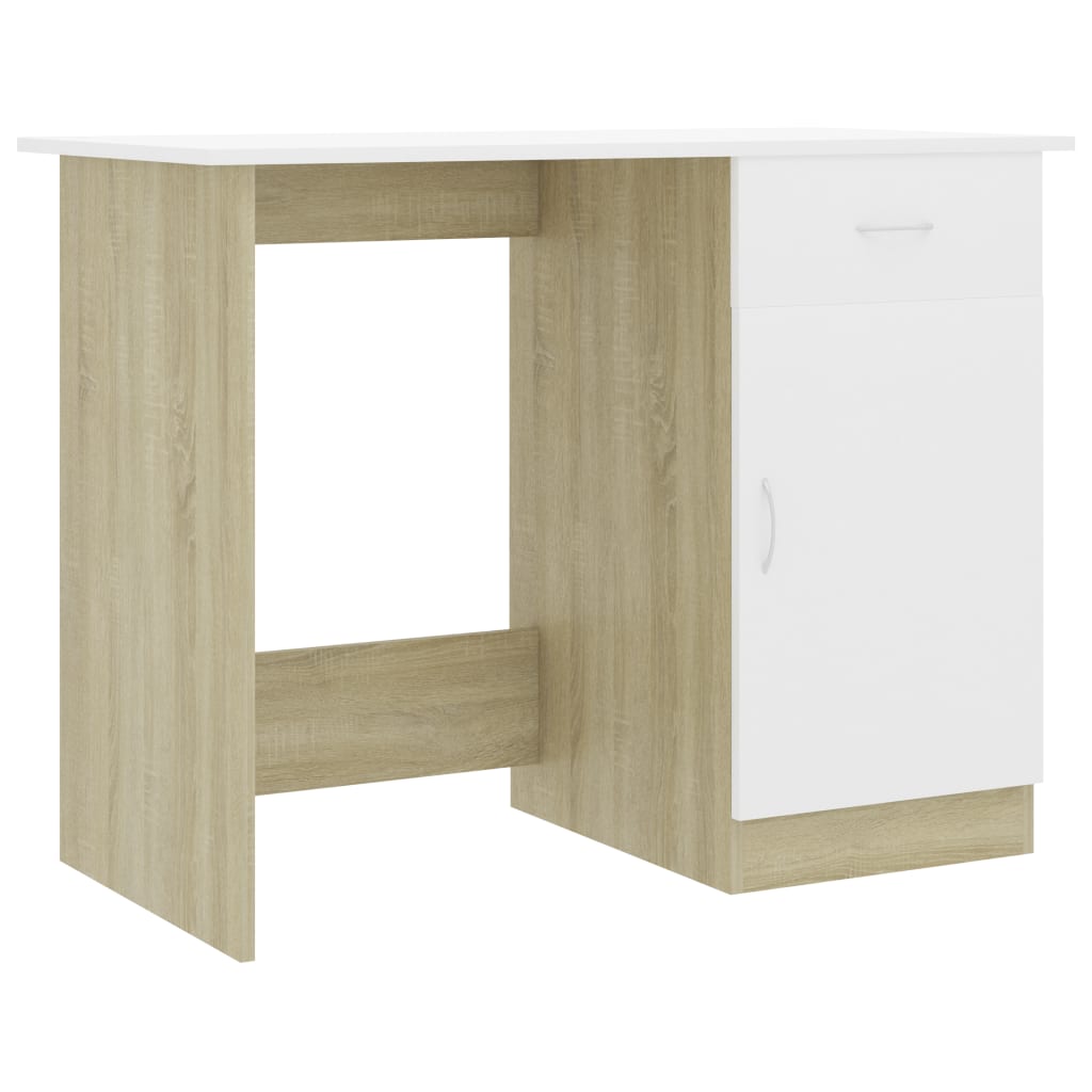 vidaXL Radni stol bijeli i boja hrasta 100 x 50 x 76 cm od iverice