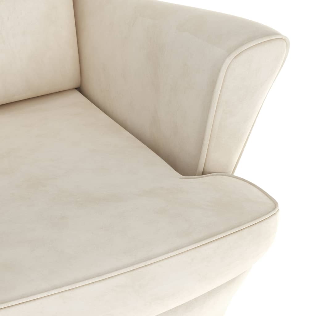 vidaXL Fotelja od baršuna krem bijela