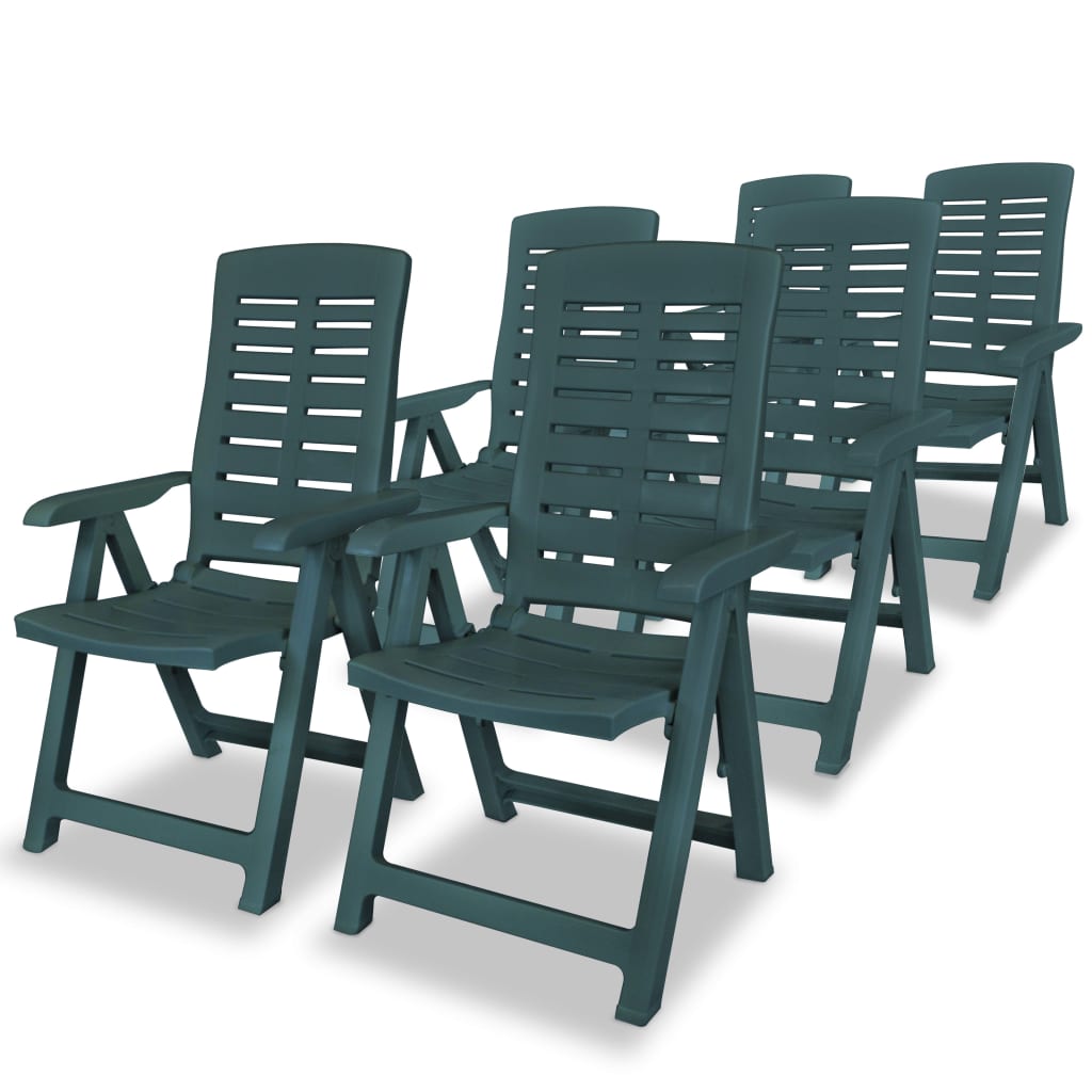 vidaXL Podesive vrtne stolice 6 kom plastične zelene