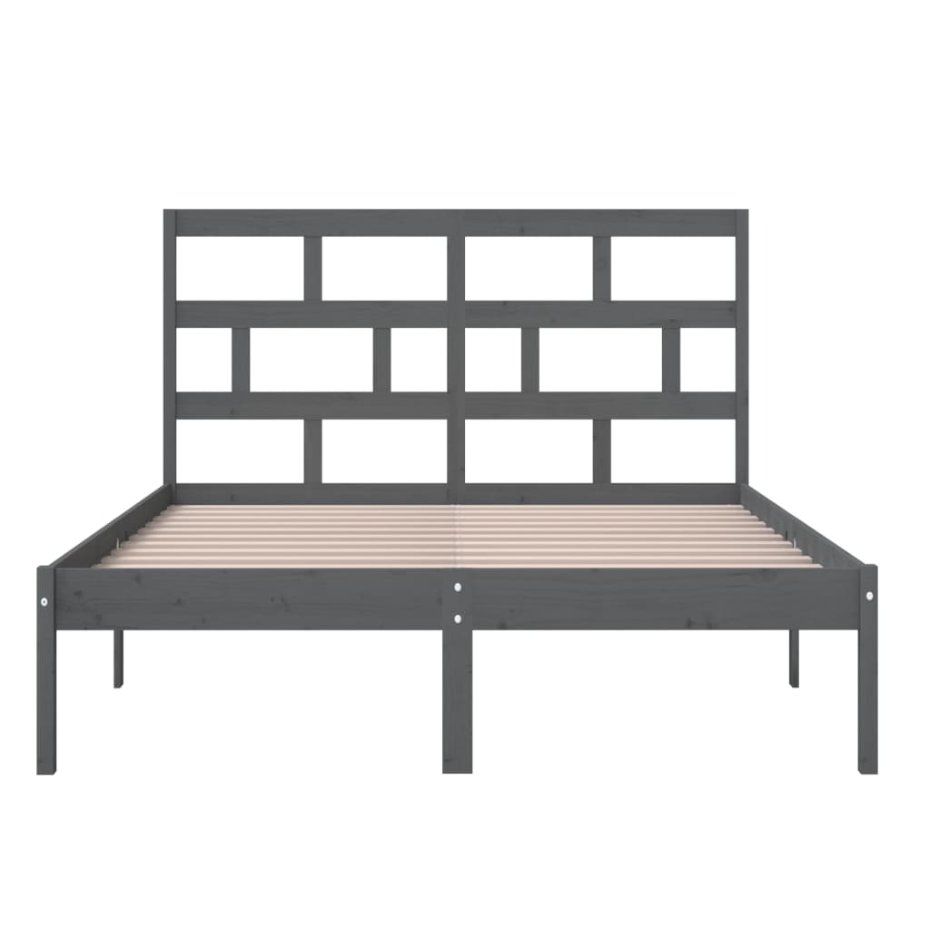 vidaXL Okvir za krevet od masivnog drva sivi 150 x 200 cm bračni