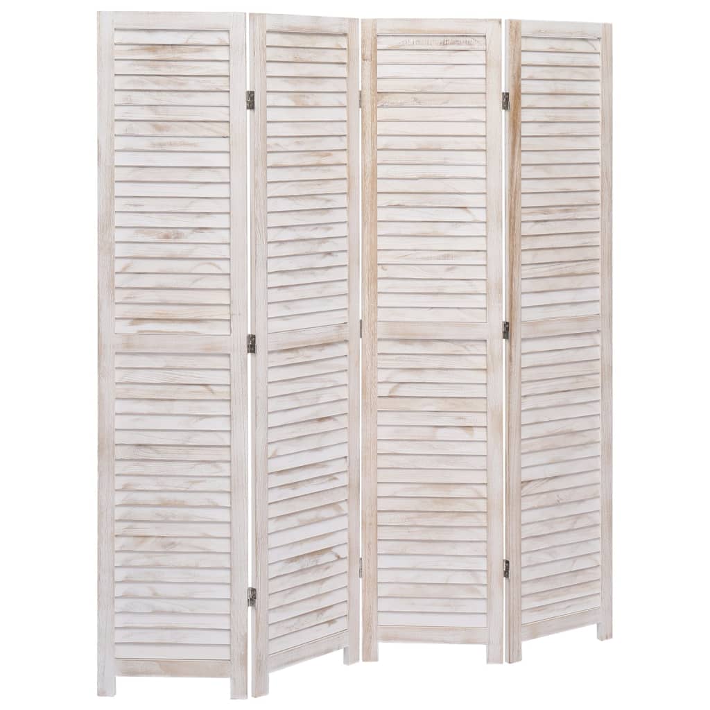 vidaXL Sobna pregrada s 4 panela bijela 140 x 165 cm drvena