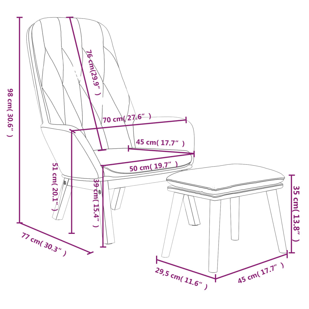 vidaXL Stolica za opuštanje s tabureom svjetlozelena baršunasta